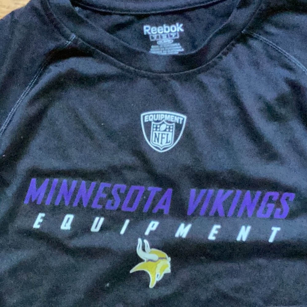 🏈 Reebok VIKINGS MINNESOTA Black Long Sleeve Knit Shirt  Sz XL